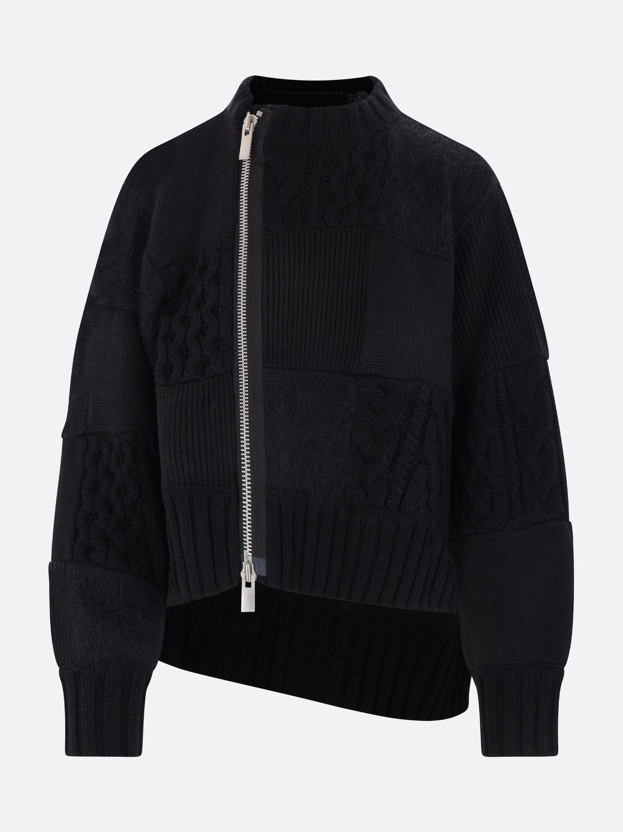 Patchwork Wool Blend Sweater-SACAI-JOHN JULIA