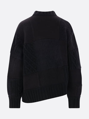 Patchwork Wool Blend Sweater-SACAI-JOHN JULIA