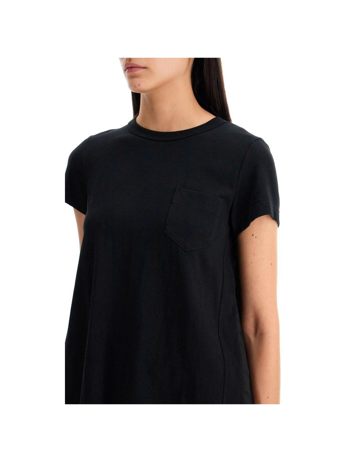 Pleated Back Cotton T-Shirt.