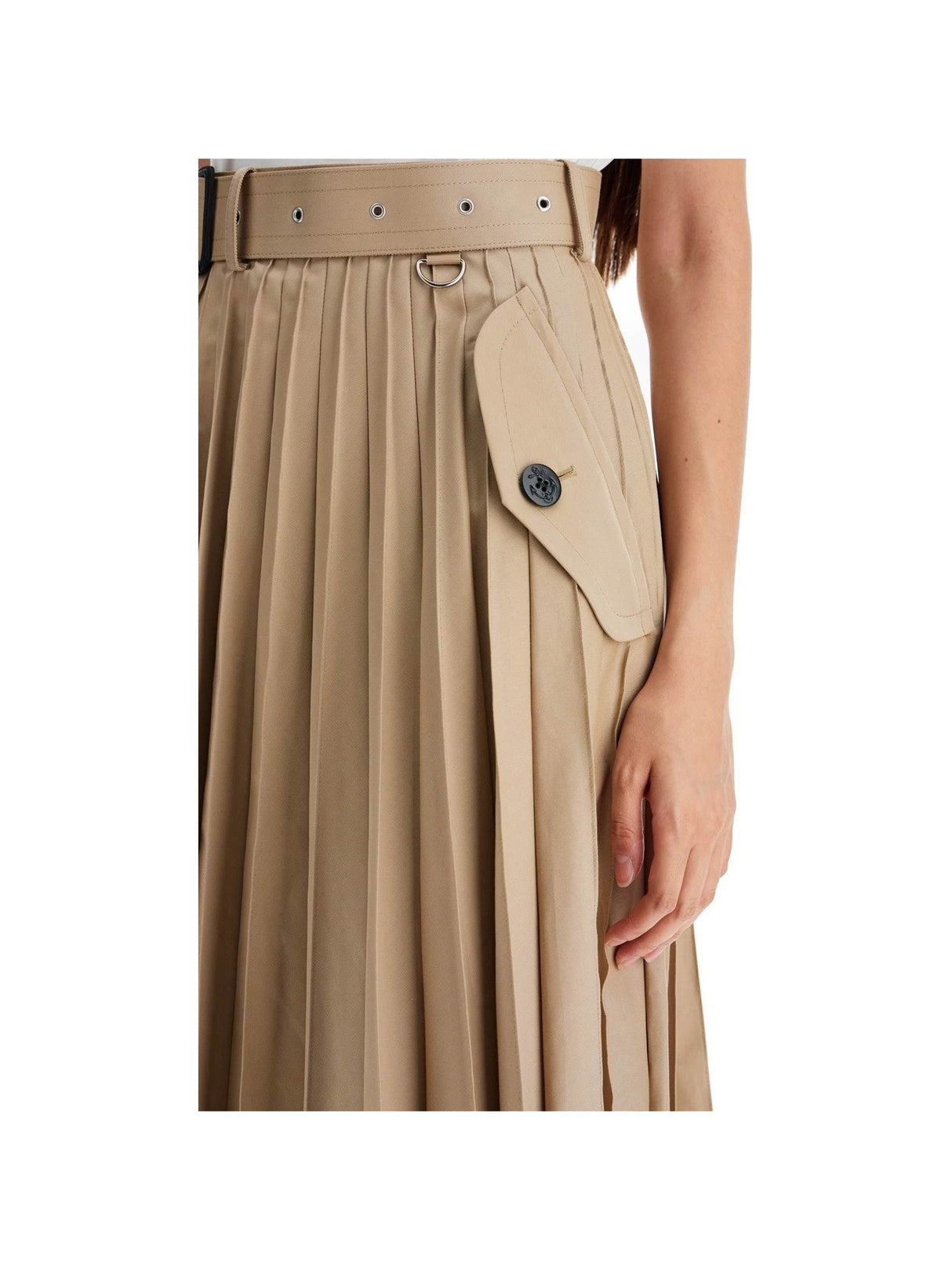 Pleated Midi Skirt In Gab