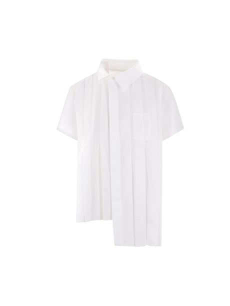 Pleated Poplin Short-sleeved Shirt-SACAI-JOHN JULIA