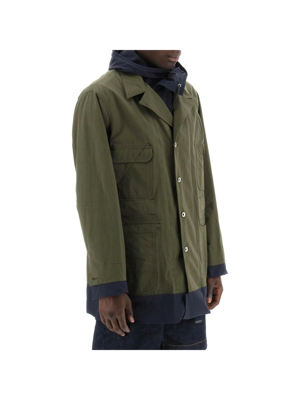 Reversible Cotton Blend Overcoat SACAI JOHN JULIA.