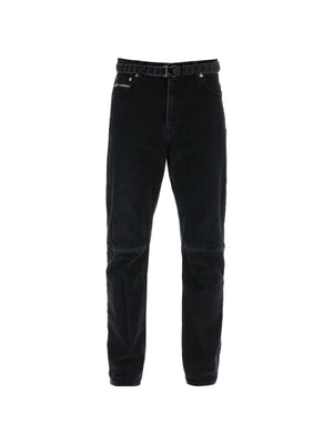 Slim Black Washed Cotton Slim-Fit Belted Jeans SACAI JOHN JULIA.