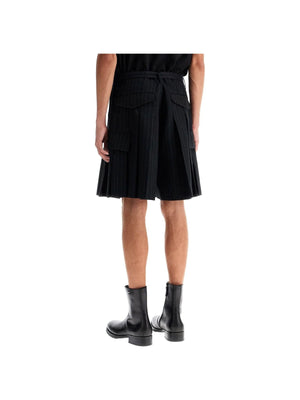 SACAI-Striped Pleated Bermuda Shorts -JOHN JULIA.