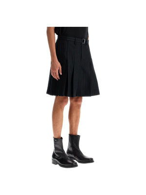 SACAI-Striped Pleated Bermuda Shorts -JOHN JULIA.