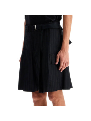 SACAI-Striped Pleated Bermuda Shorts -JOHN JULIA.