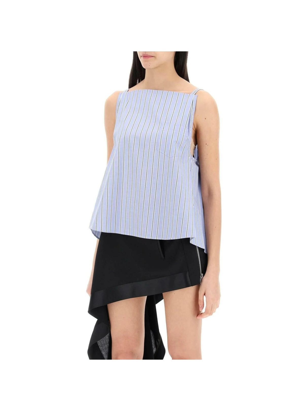 Blue Striped Sleeveless Cotton Top SACAI JOHN JULIA.