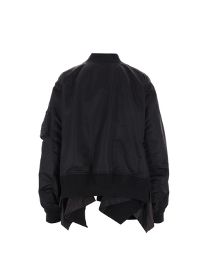 Twill Asymmetric Bomber Jacket-SACAI-JOHN JULIA