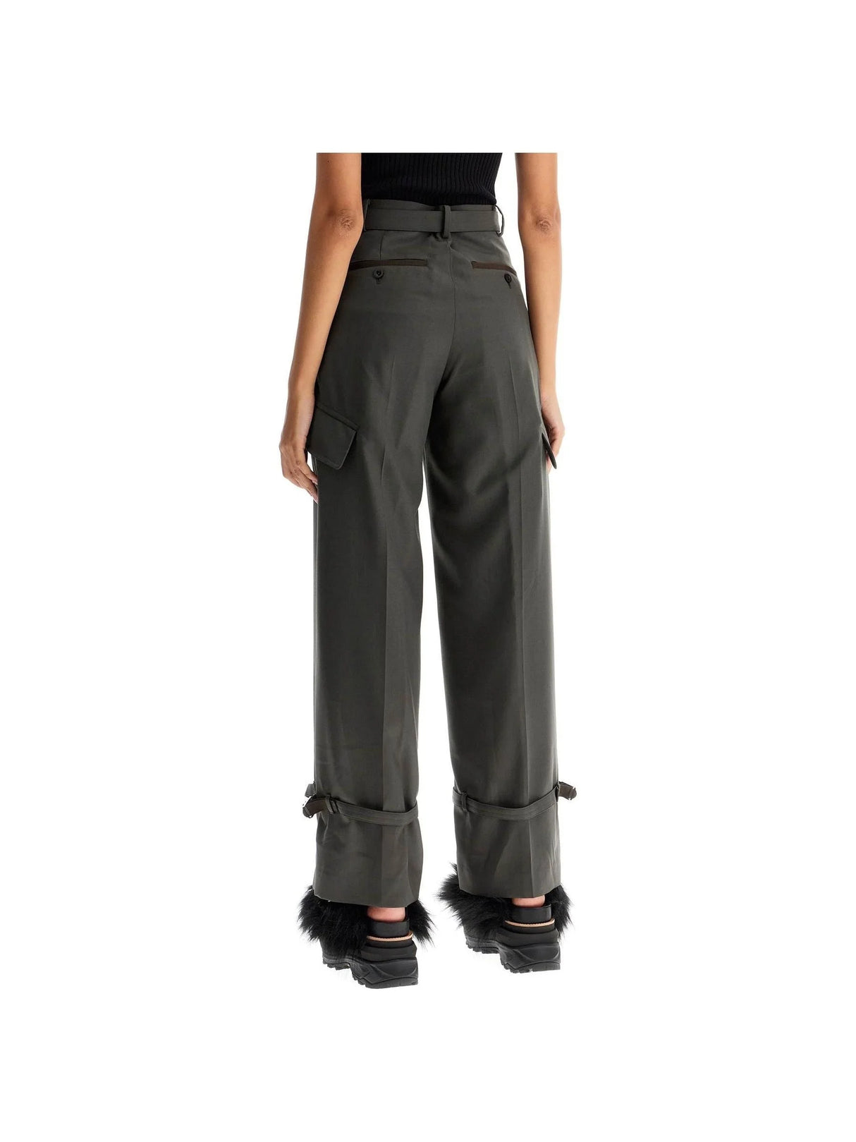 Belted Wool Cargo Pants-SACAI-JOHN JULIA