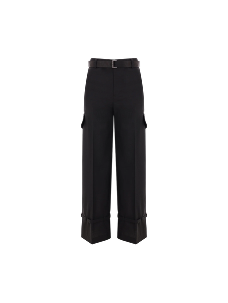 Wool Blend Cargo Trousers-SACAI-JOHN JULIA