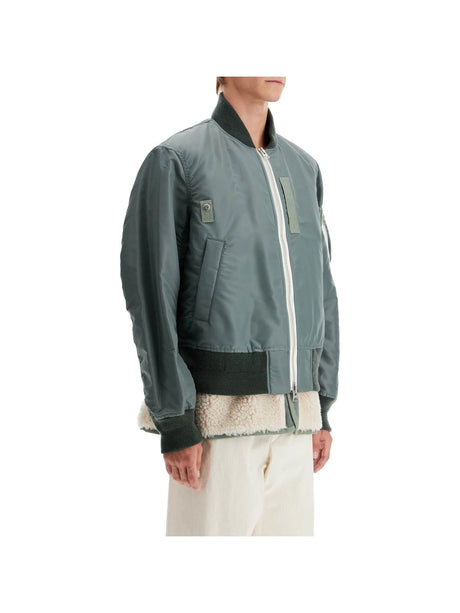 SACAI-Wool x Nylon Bomber Jacket-JOHN JULIA