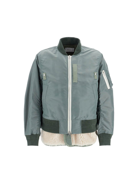 SACAI-Wool x Nylon Bomber Jacket-JOHN JULIA