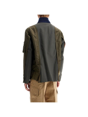 SACAI-Hybrid Nylon And Wool Blend Jacket. -JOHN JULIA.