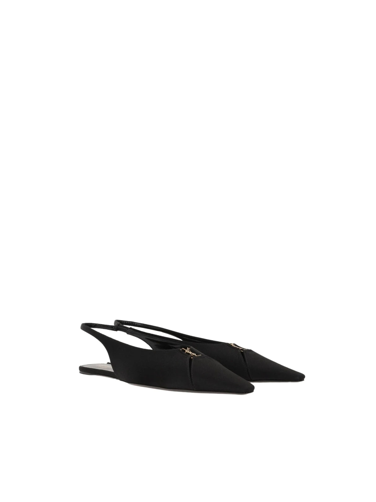 Babylone Crepe Satin Flat Slingbacks-SAINT LAURENT-JOHN JULIA