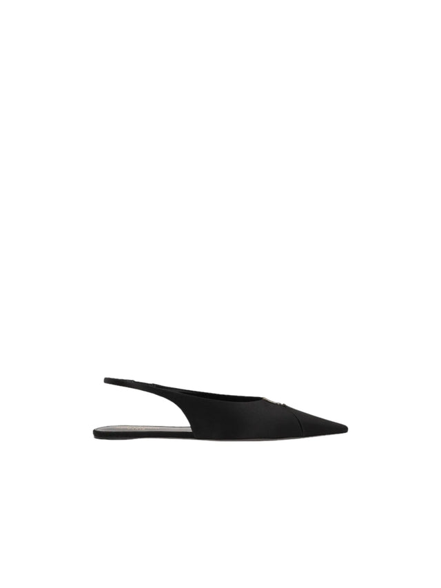 Babylone Crepe Satin Flat Slingbacks-SAINT LAURENT-JOHN JULIA