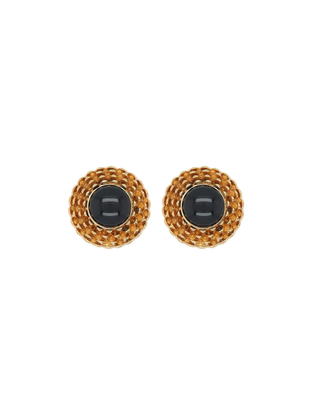 Brass Resin Cabochon Earrings-SAINT LAURENT-JOHN JULIA