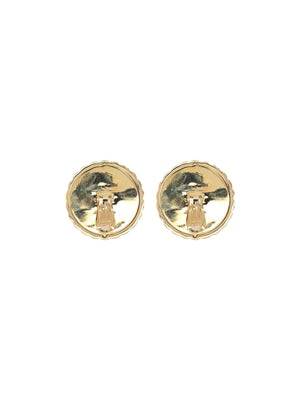 Brass Resin Cabochon Earrings-SAINT LAURENT-JOHN JULIA