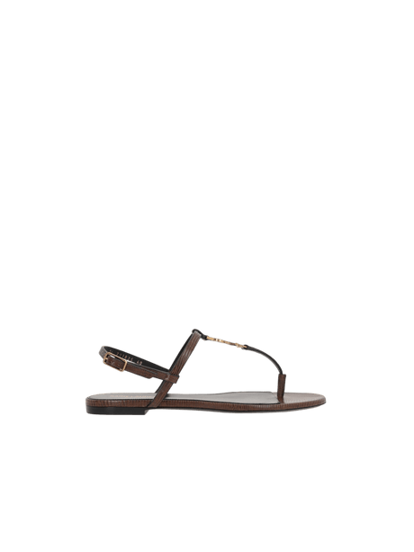 Cassandre Lizard-Embossed Leather Thong Sandals-SAINT LAURENT-JOHN JULIA