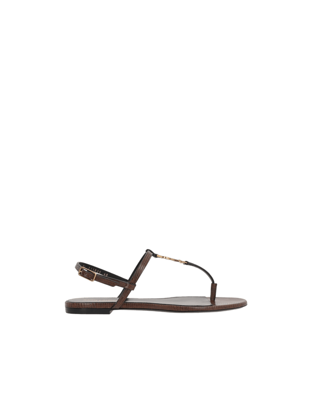 Cassandre Lizard-Embossed Leather Thong Sandals-SAINT LAURENT-JOHN JULIA