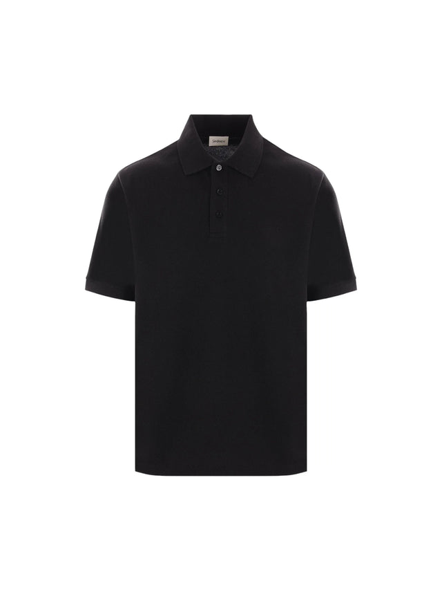 SAINT LAURENT-Cassandre Piquet Polo Shirt-JOHN JULIA