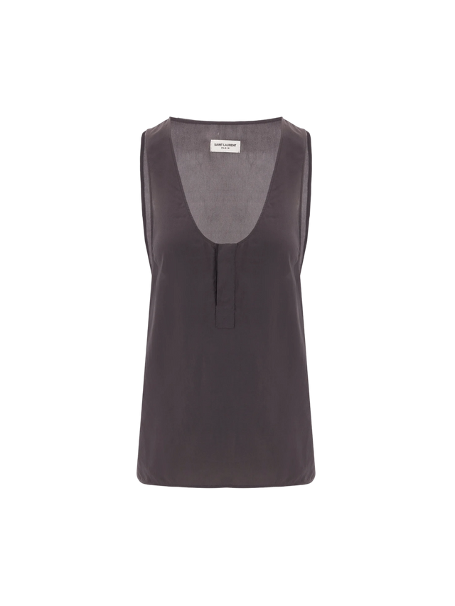 SAINT LAURENT-Crepe De Chine Henley Tank-JOHN JULIA