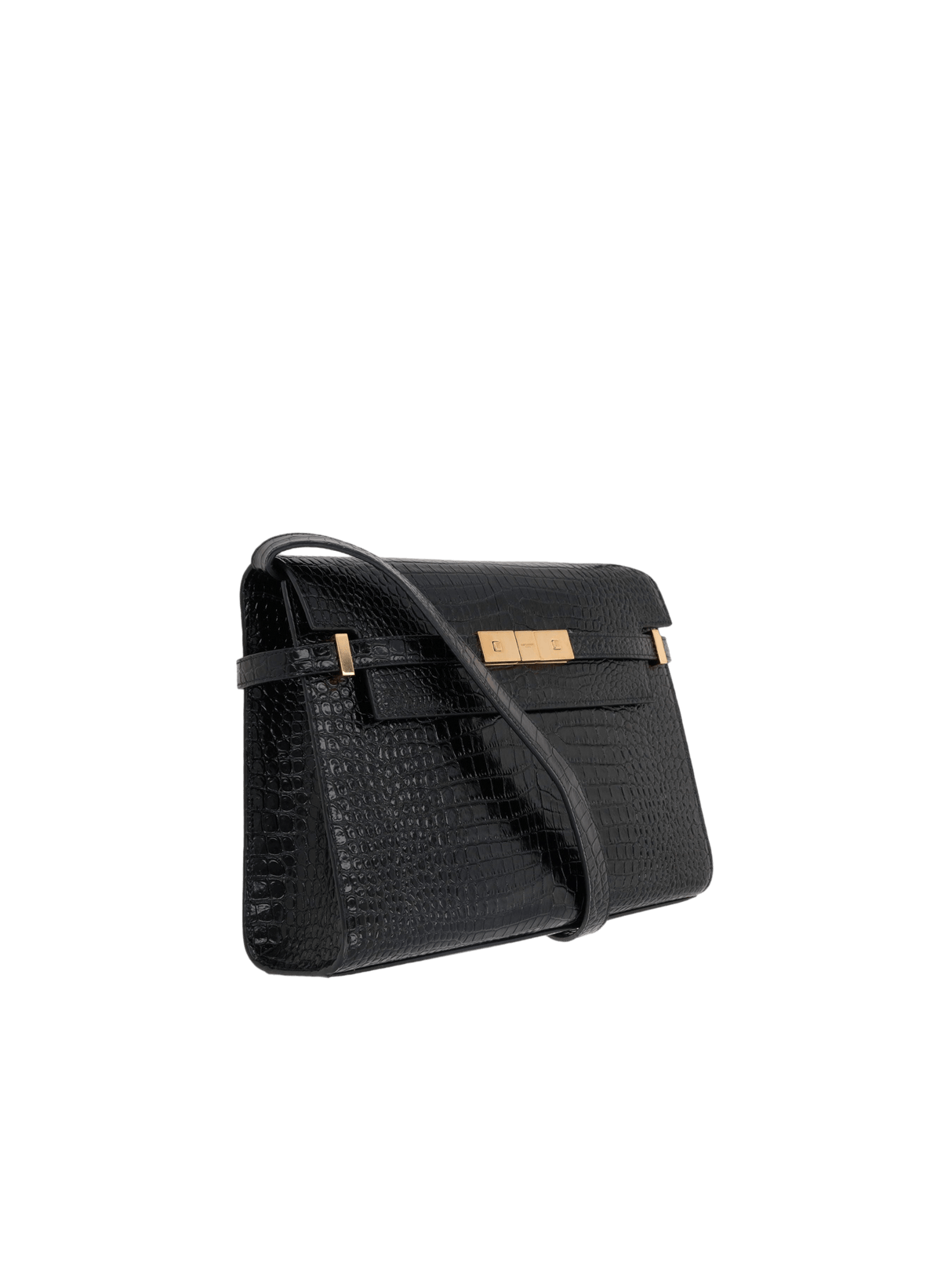 Crocodile Embossed Leather Manhattan Medium Shoulder Bag-SAINT LAURENT-JOHN JULIA