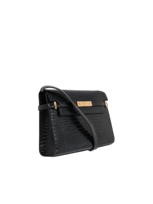 Crocodile Embossed Leather Manhattan Medium Shoulder Bag-SAINT LAURENT-JOHN JULIA