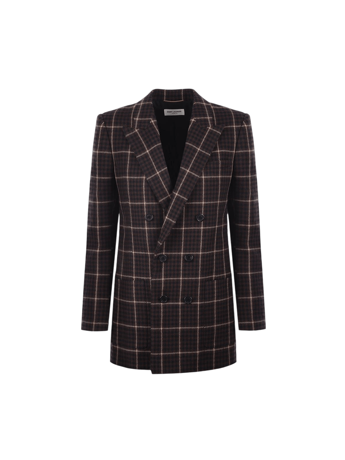 Double-breasted Houndstooth Wool Jacket-SAINT LAURENT-JOHN JULIA