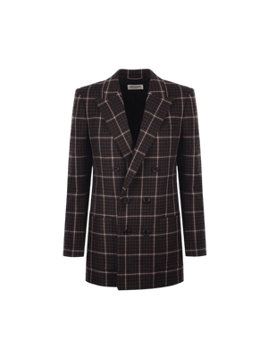 Double-breasted Houndstooth Wool Jacket-SAINT LAURENT-JOHN JULIA