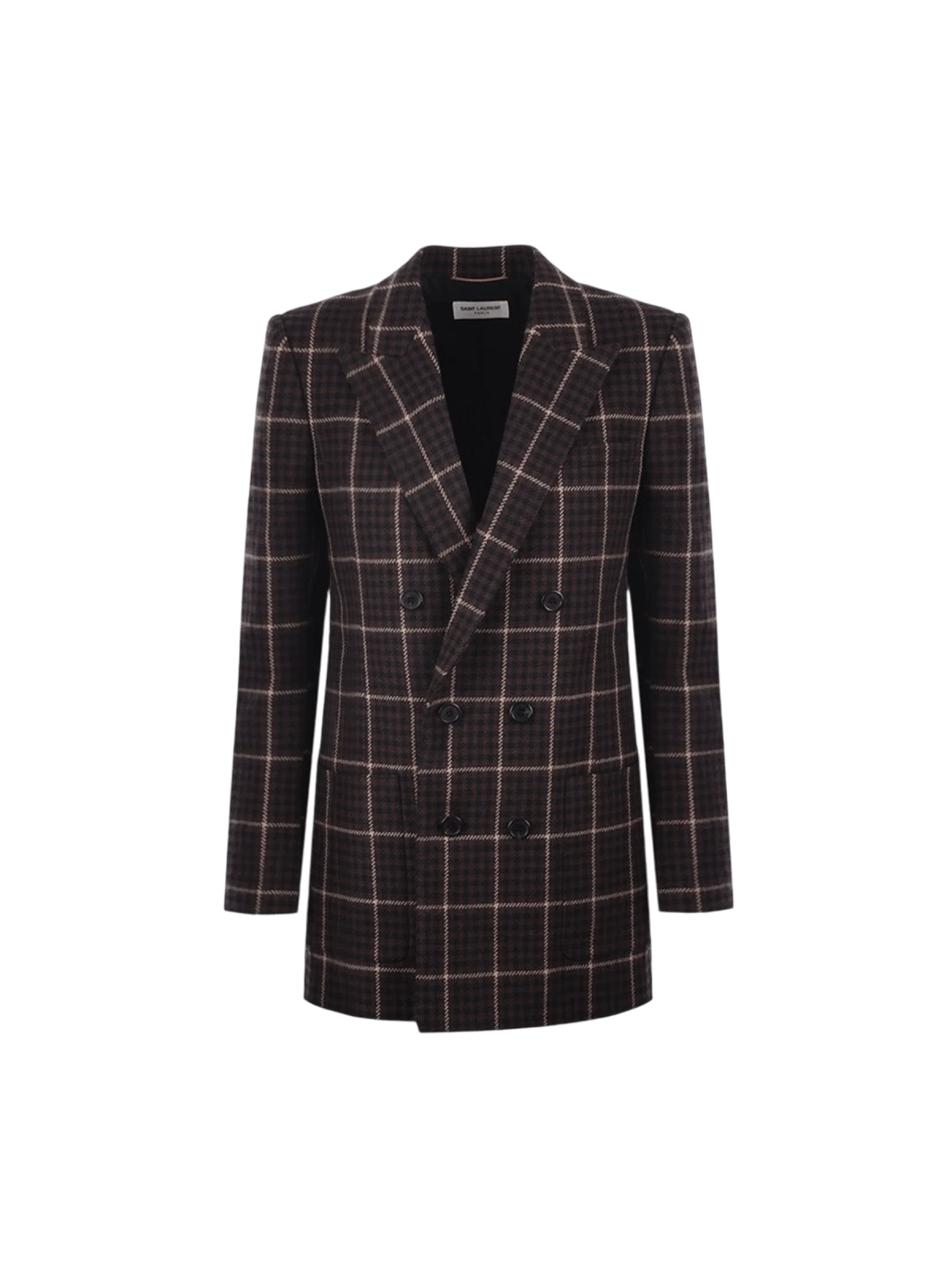 Double-breasted Houndstooth Wool Jacket-SAINT LAURENT-JOHN JULIA