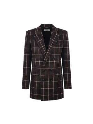 Double-breasted Houndstooth Wool Jacket-SAINT LAURENT-JOHN JULIA