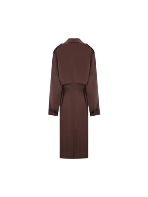 Double-Breasted Silk Trench Coat-SAINT LAURENT-JOHN JULIA