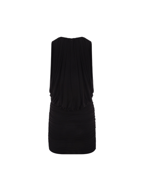 Draped Jersey Sleeveless Minidress-SAINT LAURENT-JOHN JULIA