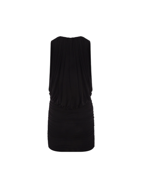 Draped Jersey Sleeveless Minidress-SAINT LAURENT-JOHN JULIA