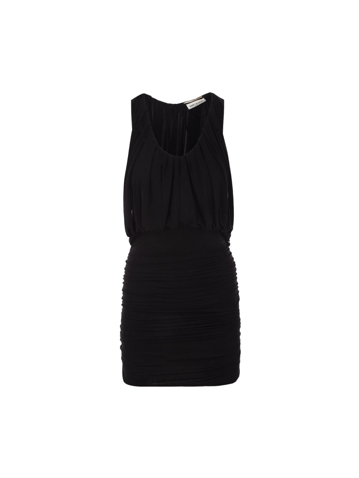 Draped Jersey Sleeveless Minidress-SAINT LAURENT-JOHN JULIA