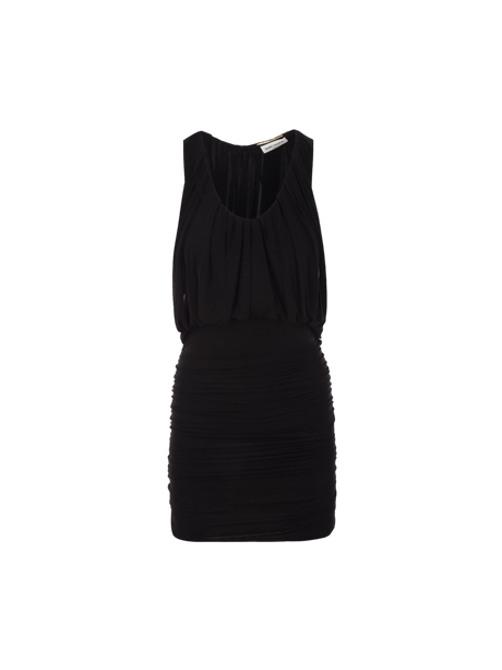 Draped Jersey Sleeveless Minidress-SAINT LAURENT-JOHN JULIA