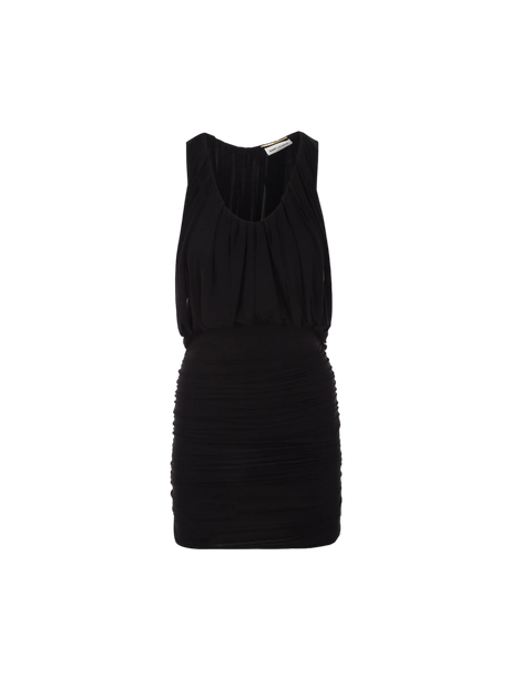 Draped Jersey Sleeveless Minidress-SAINT LAURENT-JOHN JULIA