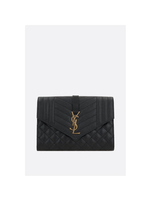 SAINT LAURENT-Envelope Quilted Leather Pouch-JOHN JULIA