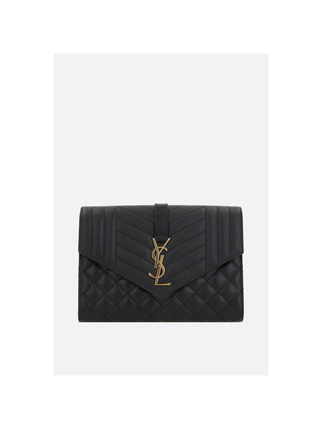 SAINT LAURENT-Envelope Quilted Leather Pouch-JOHN JULIA