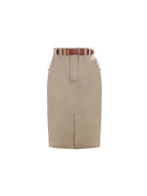 Gabardine Pencil Skirt-SAINT LAURENT-JOHN JULIA