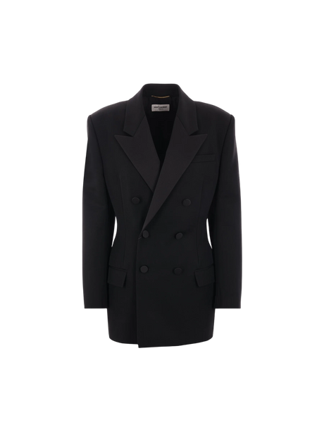 Grain De Poudre Tuxedo Jacket-SAINT LAURENT-JOHN JULIA