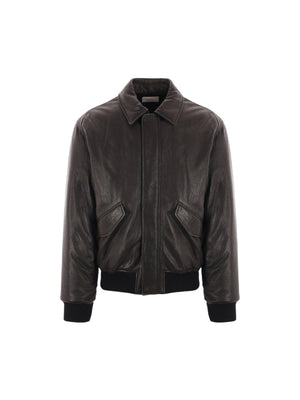 SAINT LAURENT-Grainy Nappa Bomber Jacket-JOHN JULIA