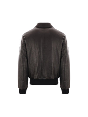 SAINT LAURENT-Grainy Nappa Bomber Jacket-JOHN JULIA