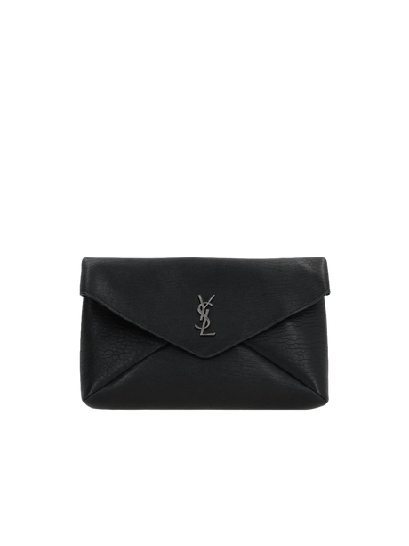 Grainy Nappa Cassandre Large Clutch-SAINT LAURENT-JOHN JULIA