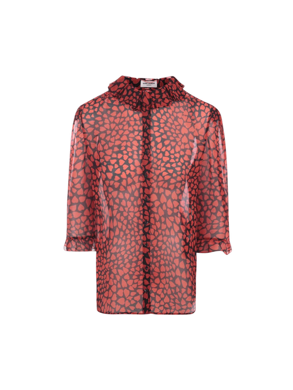 SAINT LAURENT-Heart Print Georgette Shirt-JOHN JULIA