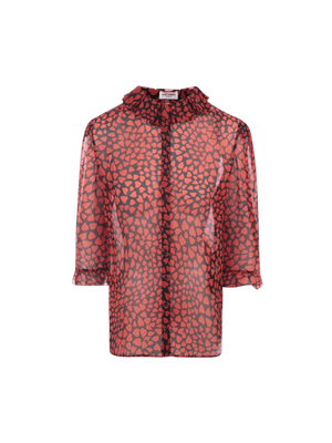 SAINT LAURENT-Heart Print Georgette Shirt-JOHN JULIA