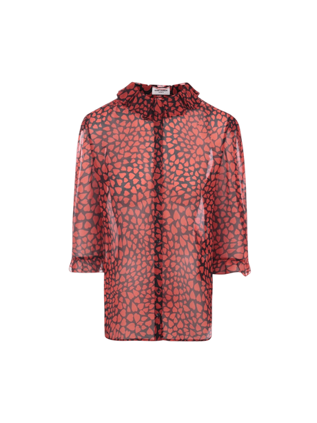 SAINT LAURENT-Heart Print Georgette Shirt-JOHN JULIA