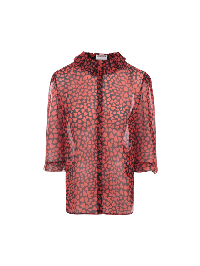 SAINT LAURENT-Heart Print Georgette Shirt-JOHN JULIA