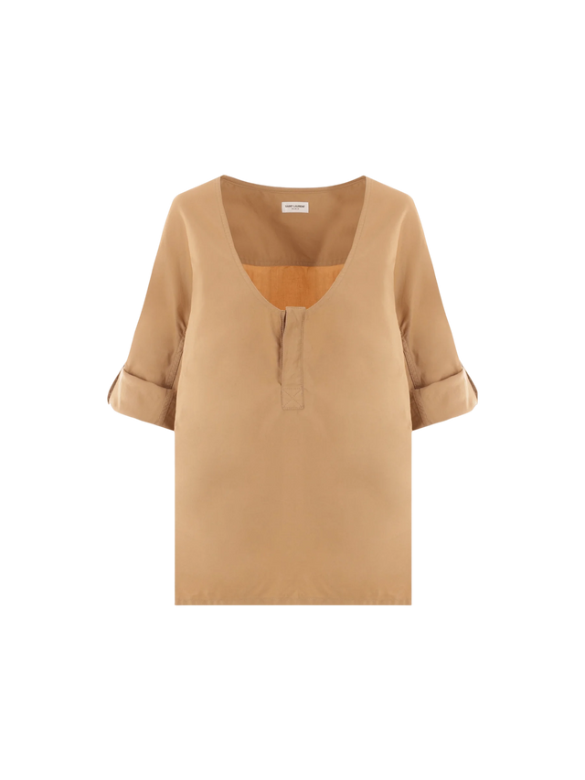 Henley Twill Blouse-SAINT LAURENT-JOHN JULIA