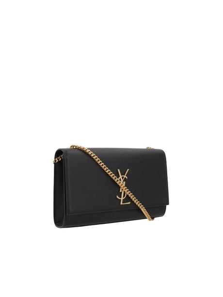 Kate Medium Chain Bag In Grain De Poudre Leather-SAINT LAURENT-JOHN JULIA